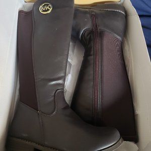 NEW Michael Kors Girls Brown Leather Boots Size 3
